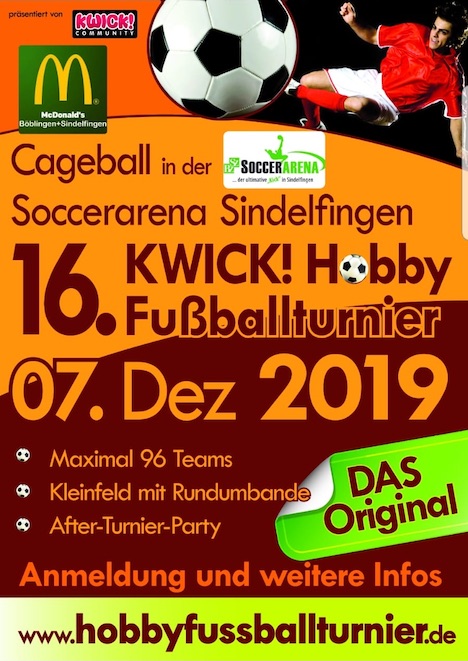 Cageball in der Socceranea Sindelfingen - 16. KWICK! Hobby Fußballturnier 07.12.2019