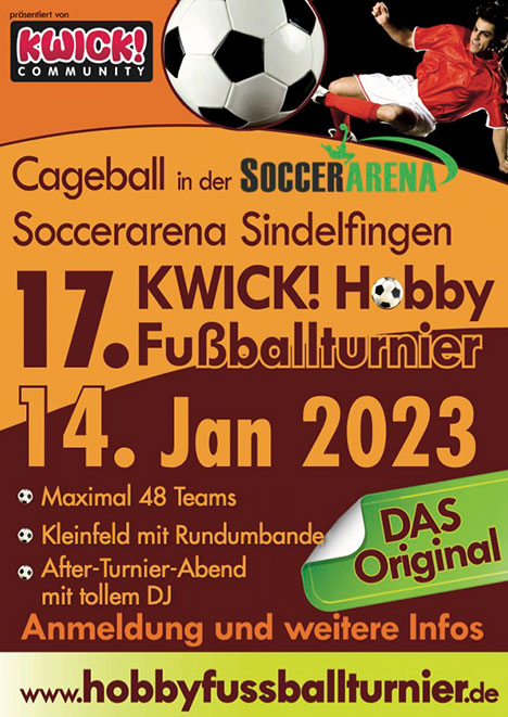 Cageball in der Socceranea Sindelfingen - 17. KWICK! Hobby Fußballturnier 14.01.2023